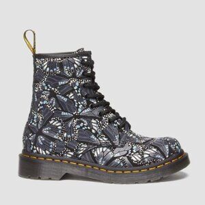 Dr Martens 1460 Butterfly Print Grey Suede, Size 6 Women's, 8 Eyelet Boots